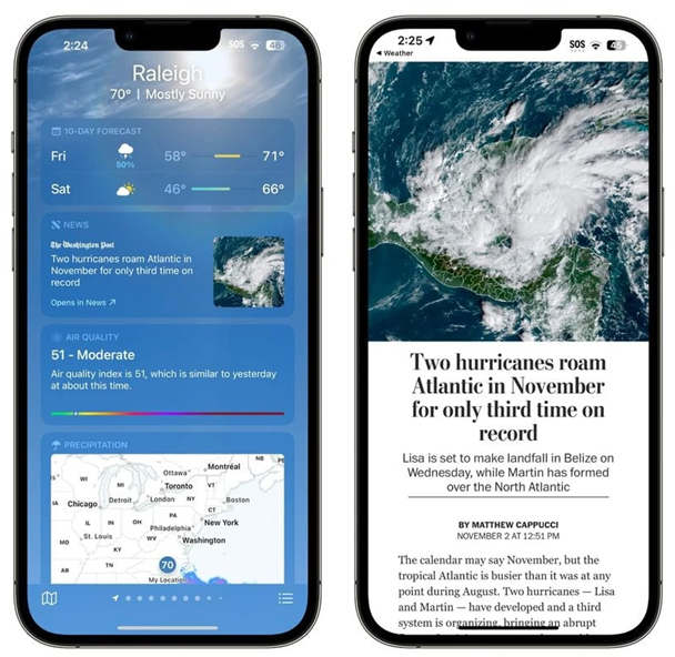 万宁苹果14维修分享iPhone 14手机如何看天气时顺带看新闻 